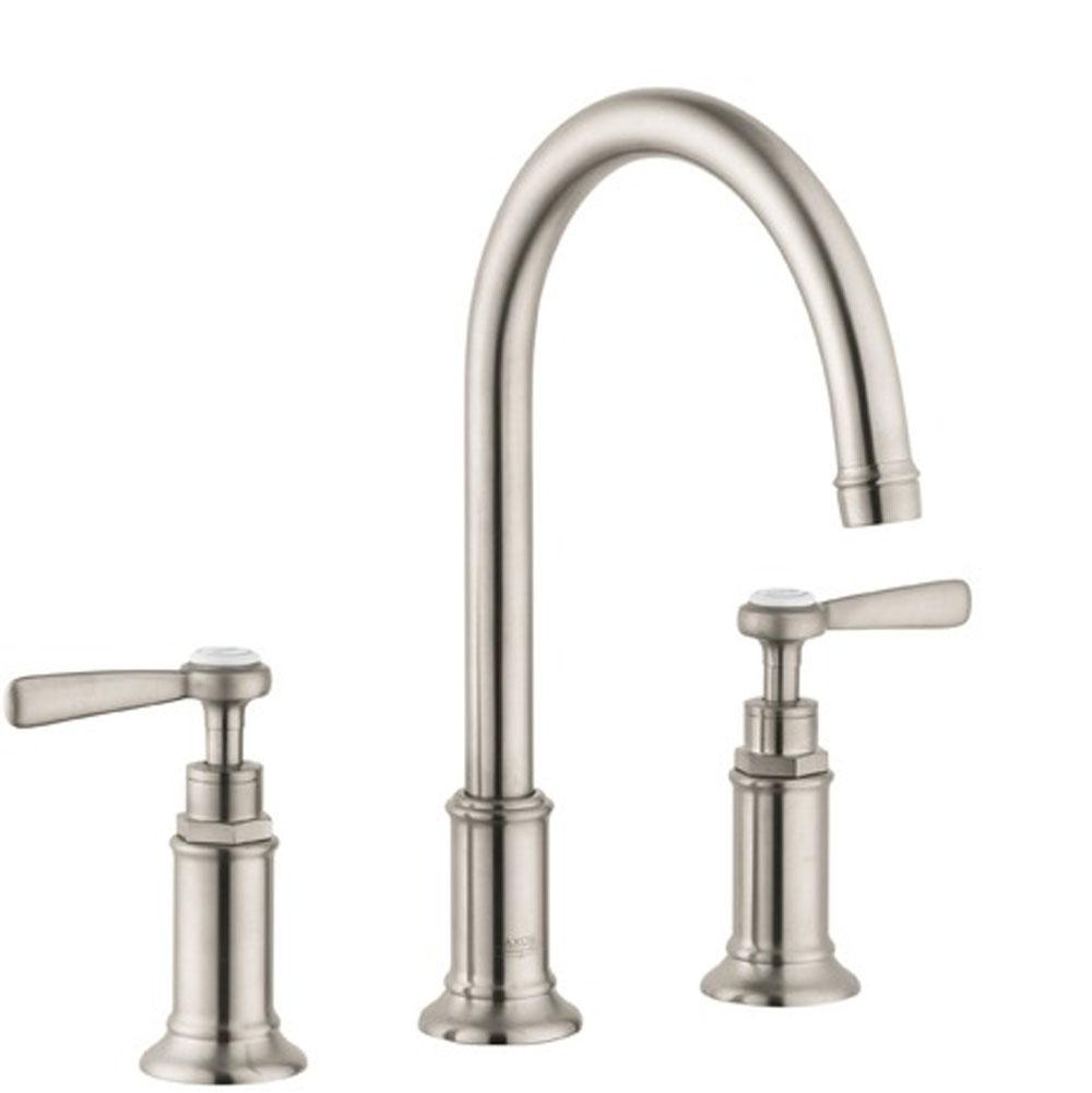Axor Montreux Widespread Faucet 180 with Lever Handles and Pop-Up Drain, 1.2 GPM in Brushed Nickel