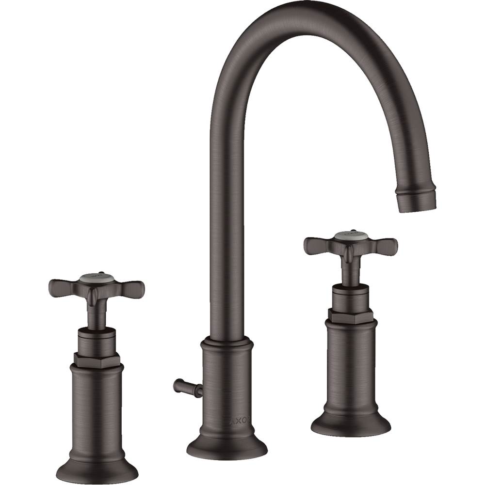 Axor Montreux Widespread Faucet 180 with Cross Handles and Pop-Up Drain, 1.2 GPM in Brushed Black Chrome