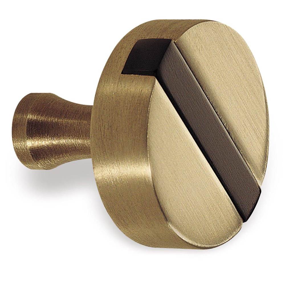 Colonial Bronze Top Striped Cabinet Knob Hand Finished in Satin Brass and Antique Satin Brass