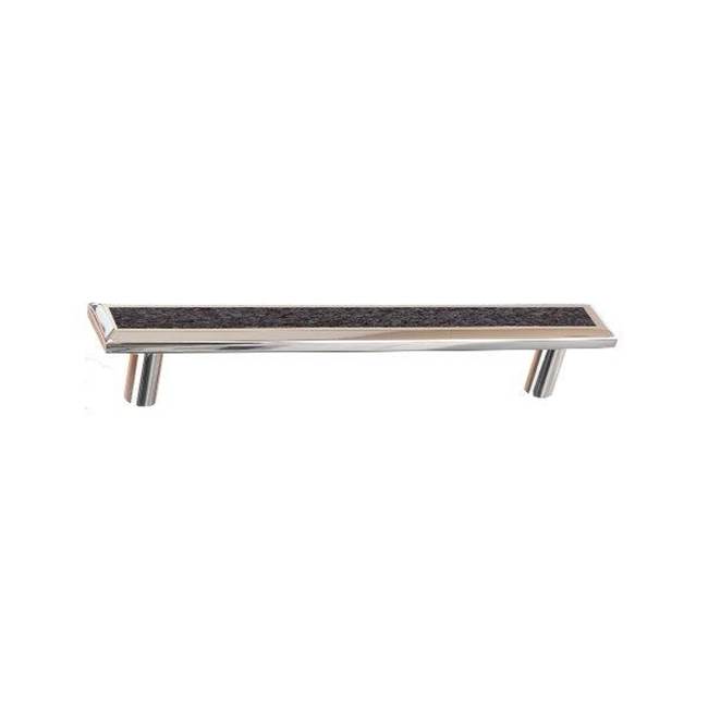 Colonial Bronze Leather Accented Rectangular, Beveled Appliance Pull, Door Pull, Shower Door Pull With Straight Posts, Distressed Pewter x Royal Hide Rum Leather