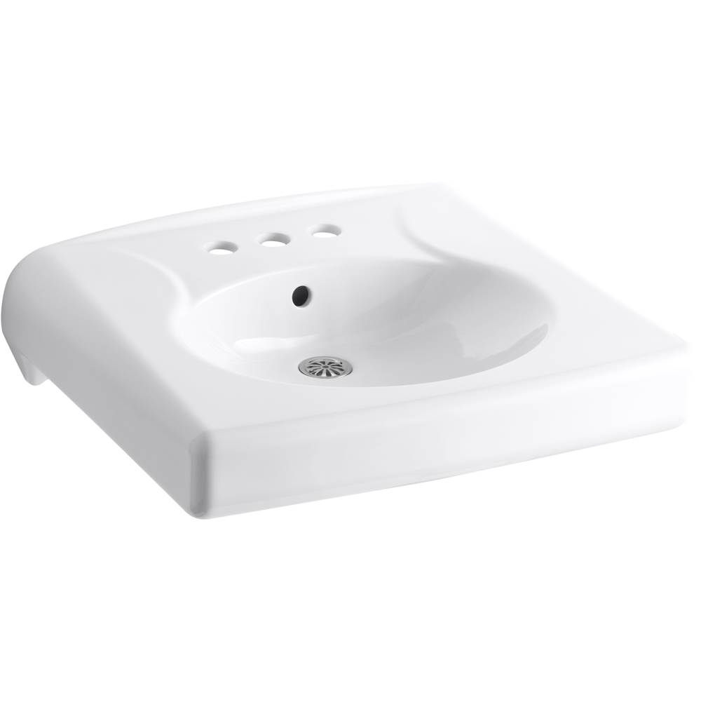 Kohler Brenham™ wall-mounted or concealed carrier arm mounted commercial bathroom sink with 4'' centerset faucet holes, antimicrobial finish
