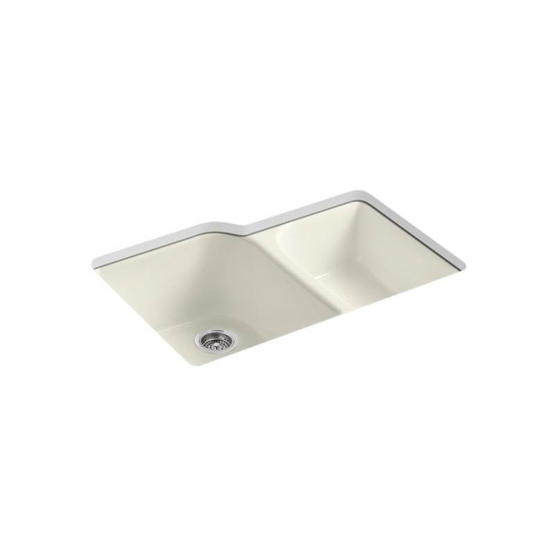 Kohler Executive Chef™ 33'' x 22'' x 10-5/8'' Undermount large/medium, high/low double-bowl kitchen sink with 4 oversize faucet holes