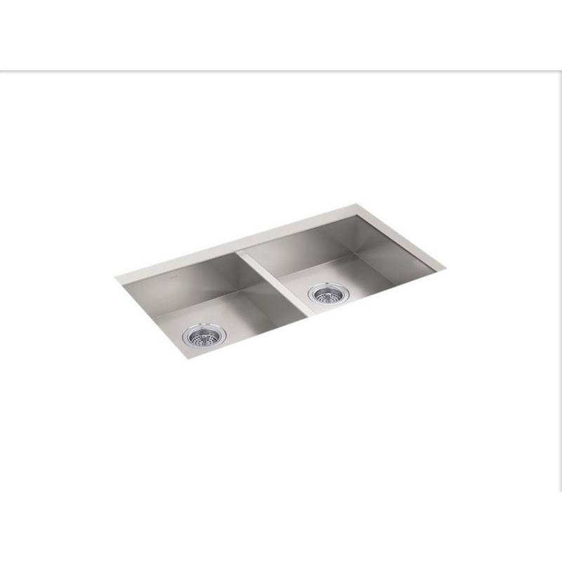 Kohler Vault™ Undermount large double bowl kitchen sink with no faucet holes