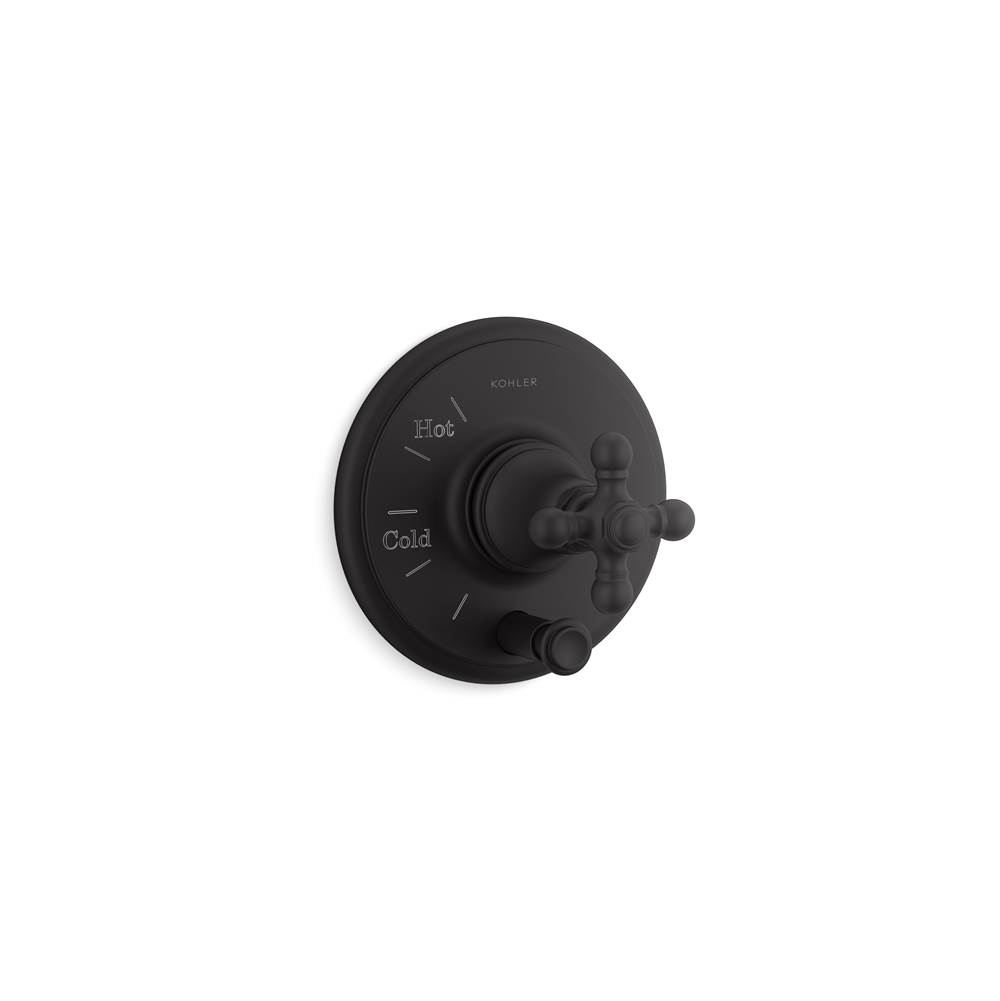 Kohler Artifacts Rite-Temp Valve Trim With Push-Button Diverter And Cross Handle Valve Not Included