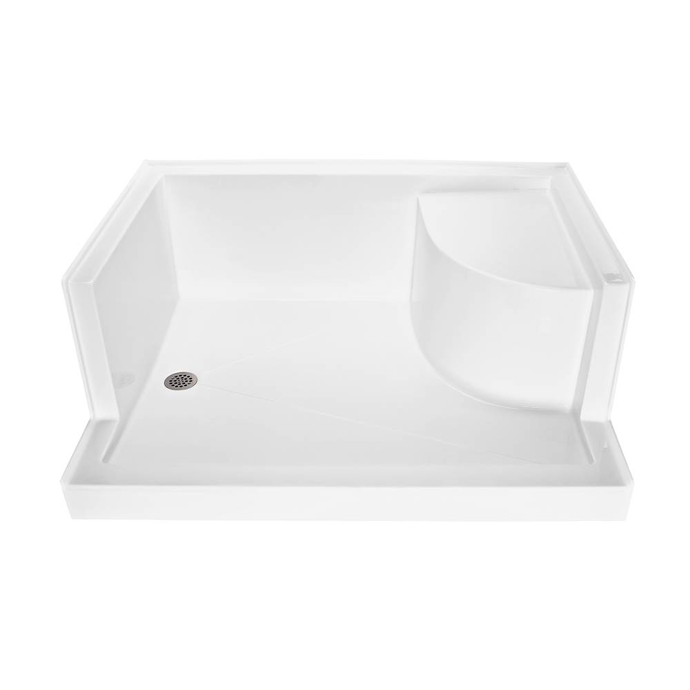 MTI Baths 6048 Acrylic Cxl Lh Drain Integral Seat/Tile Flange - White