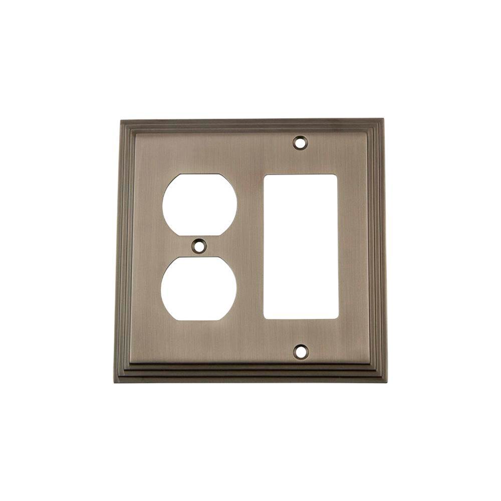 Nostalgic Warehouse Nostalgic Warehouse Deco Switch Plate with Rocker and Outlet in Antique Pewter