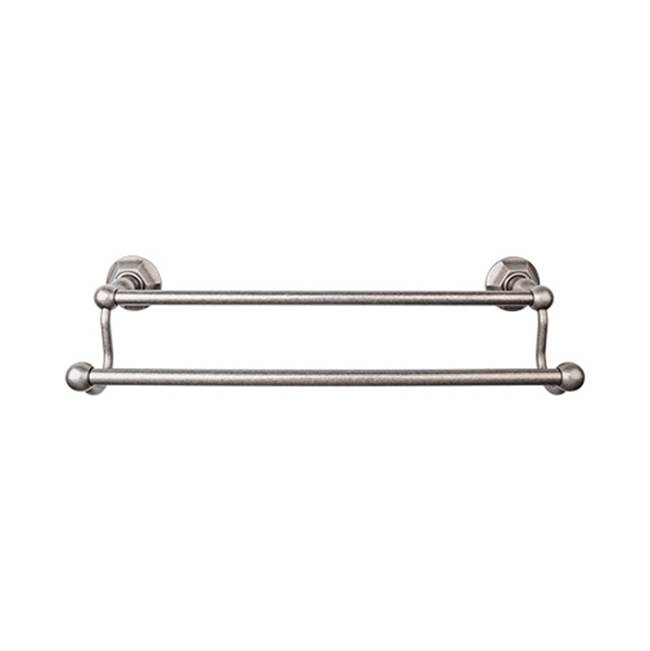 Top Knobs Edwardian Bath Towel Bar 18 Inch Double - Hex Backplate Antique Pewter