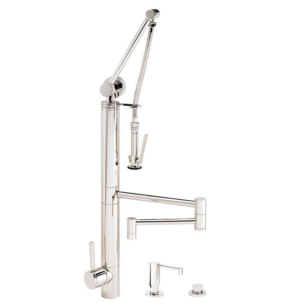 Waterstone Waterstone Contemporary Gantry Pulldown Faucet - 18'' Articulated Spout - 3pc. Suite