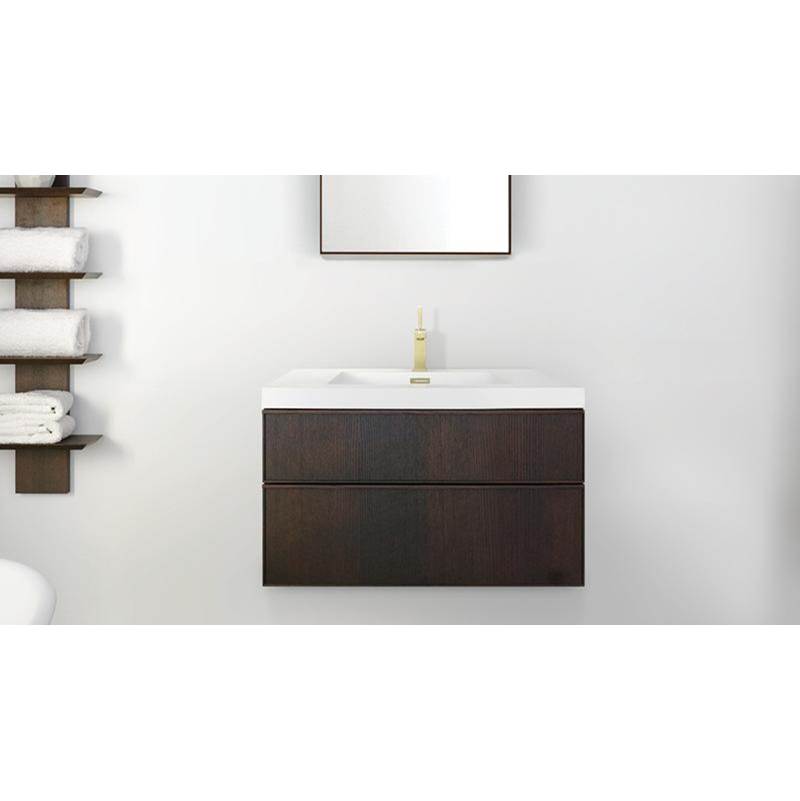 WETSTYLE Furniture Frame Linea Metro Serie - Vanity Wall-Mount 36 X 18 - 2 Drawers, Horse Shoe Drawers - Oak Wenge
