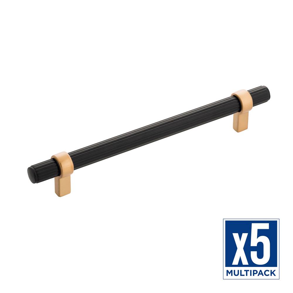 Belwith Keeler Sinclaire Collection Pull 6-5/16 Inch (160mm) Center to Center Matte Black and Brushed Golden Brass Finish