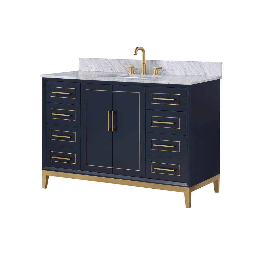 Bemma Design Gracie 48'' Bathroom Vanity, Blue with Carrara Marble top