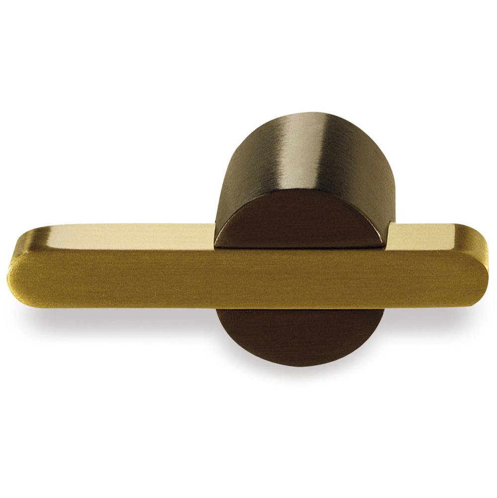 Colonial Bronze T Cabinet Knob Hand Finished in Matte Light Statuary Bronze and Matte Satin Bronze