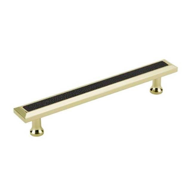 Colonial Bronze Leather Accented Rectangular, Beveled Cabinet Pull With Flared Posts, Matte Satin Copper x Royal Hide Dead White Leather