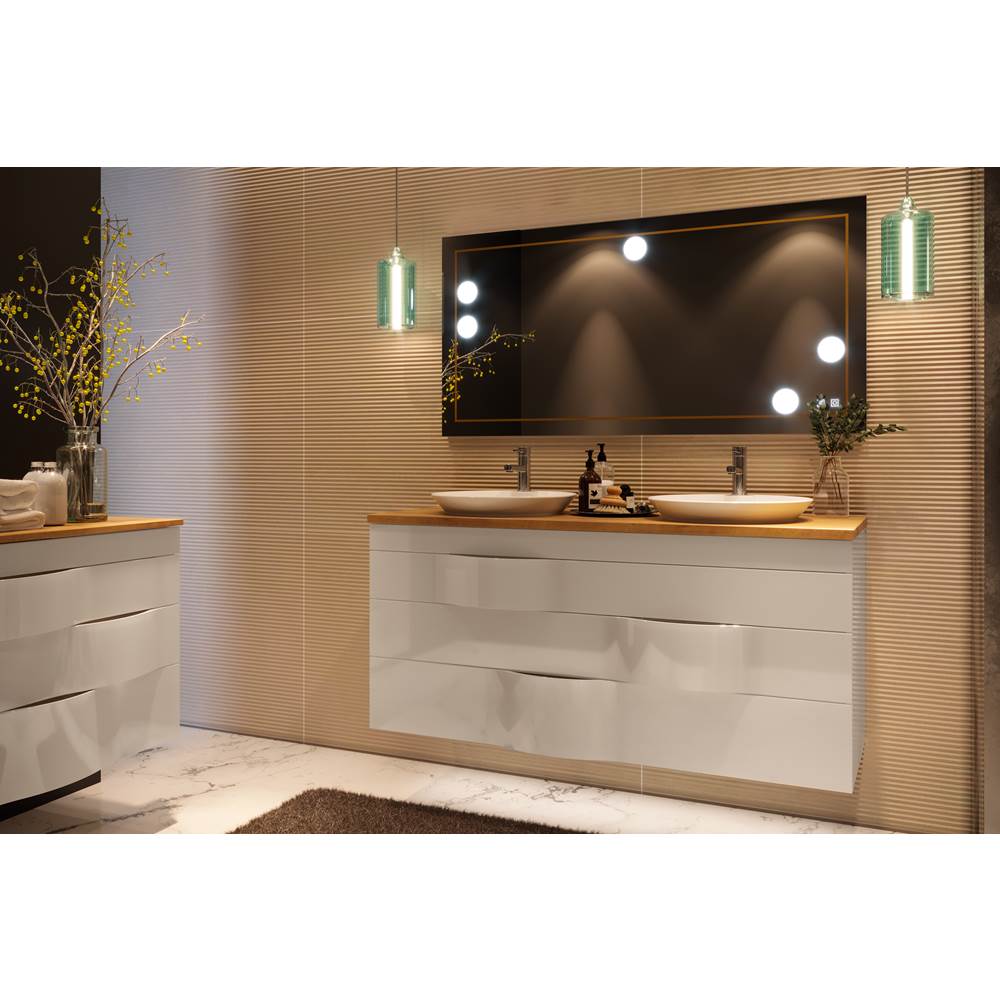 Decotec DT-ILLUSION - Basin Unit Right H65 - W140, 3 drawers - Worktop with recessed basin - Wood veneer