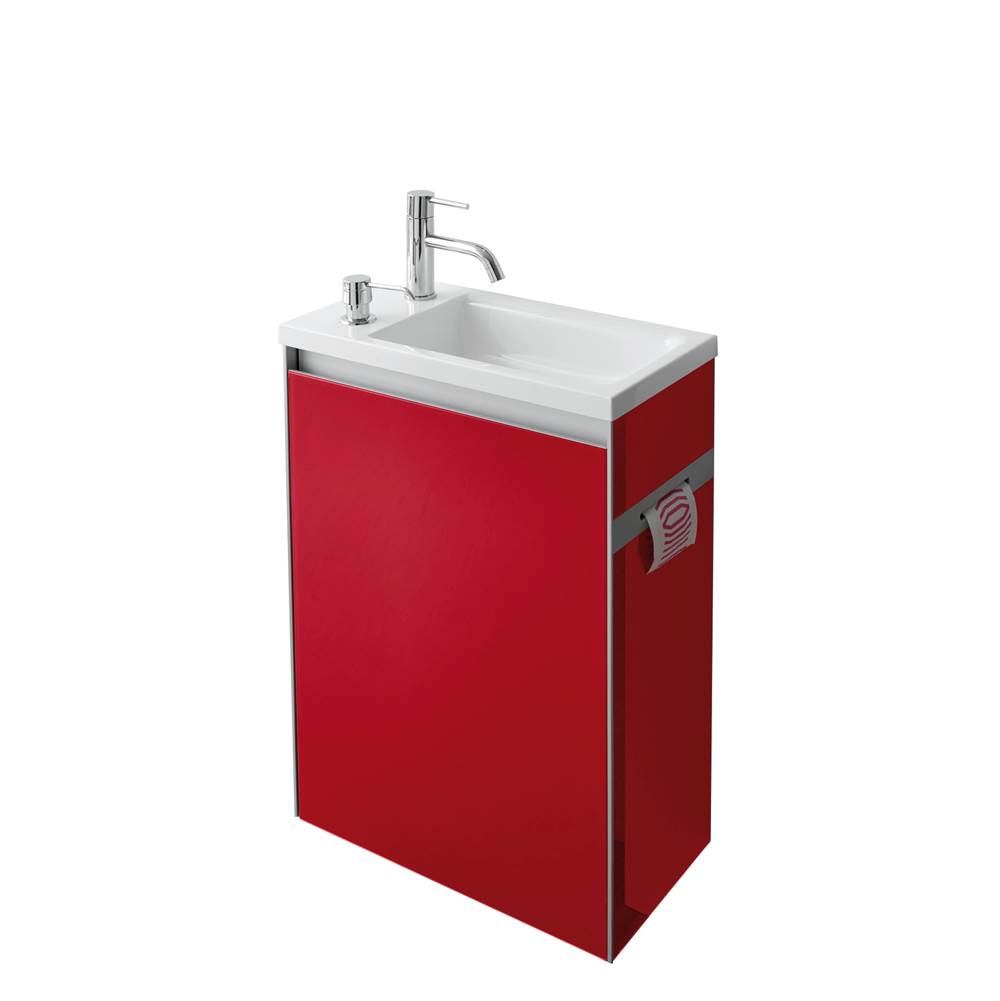 Decotec DT-SMARTY - Handwash basin unit - with soap dispenser - right hinging / left roll holder -Painted Glass - Right hinging / Left roll holder