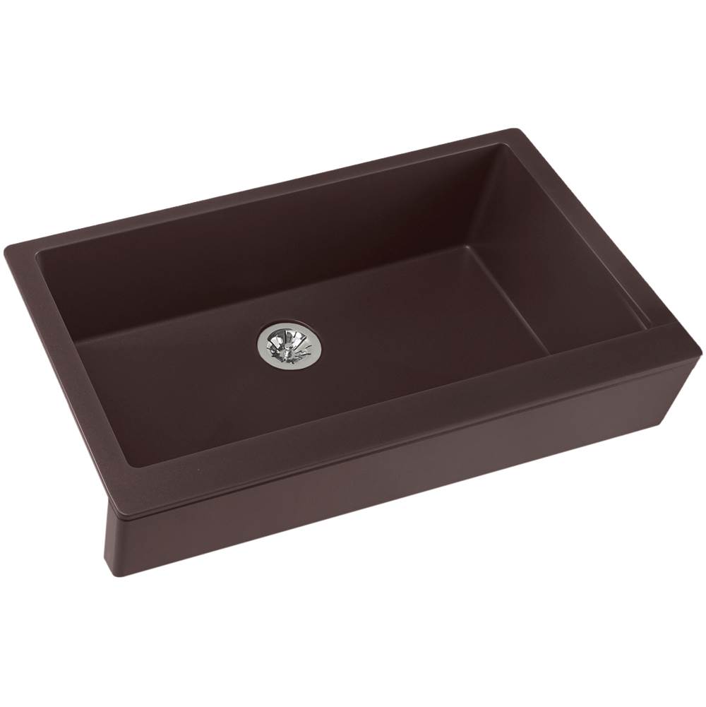 Elkay Reserve Selection Elkay Quartz Luxe 35-7/8'' x 20-15/16'' x 9'' Single Bowl Farmhouse Sink with Perfect Drain, Chestnut