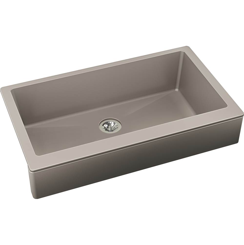 Elkay Reserve Selection Elkay Quartz Luxe 35-7/8'' x 20-15/16'' x 9'' Single Bowl Farmhouse Sink with Perfect Drain, Silvermist