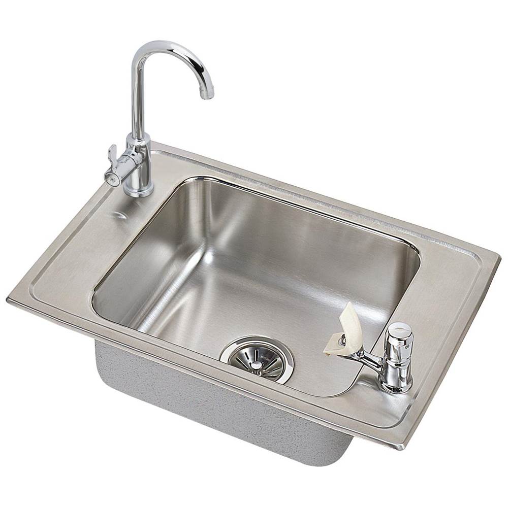 Elkay Celebrity Stainless Steel 25'' x 17'' x 6-1/2'', 2-Hole Single Bowl Drop-in Classroom ADA Sink and Faucet Kit