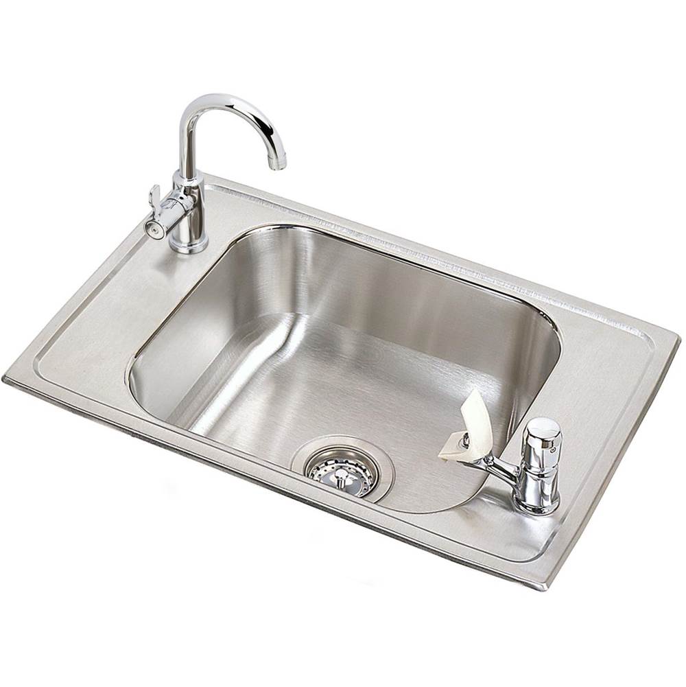 Elkay Celebrity Stainless Steel 25'' x 17'' x 6-7/8'', Single Bowl Drop-in Classroom Sink and Faucet / Bubbler Kit
