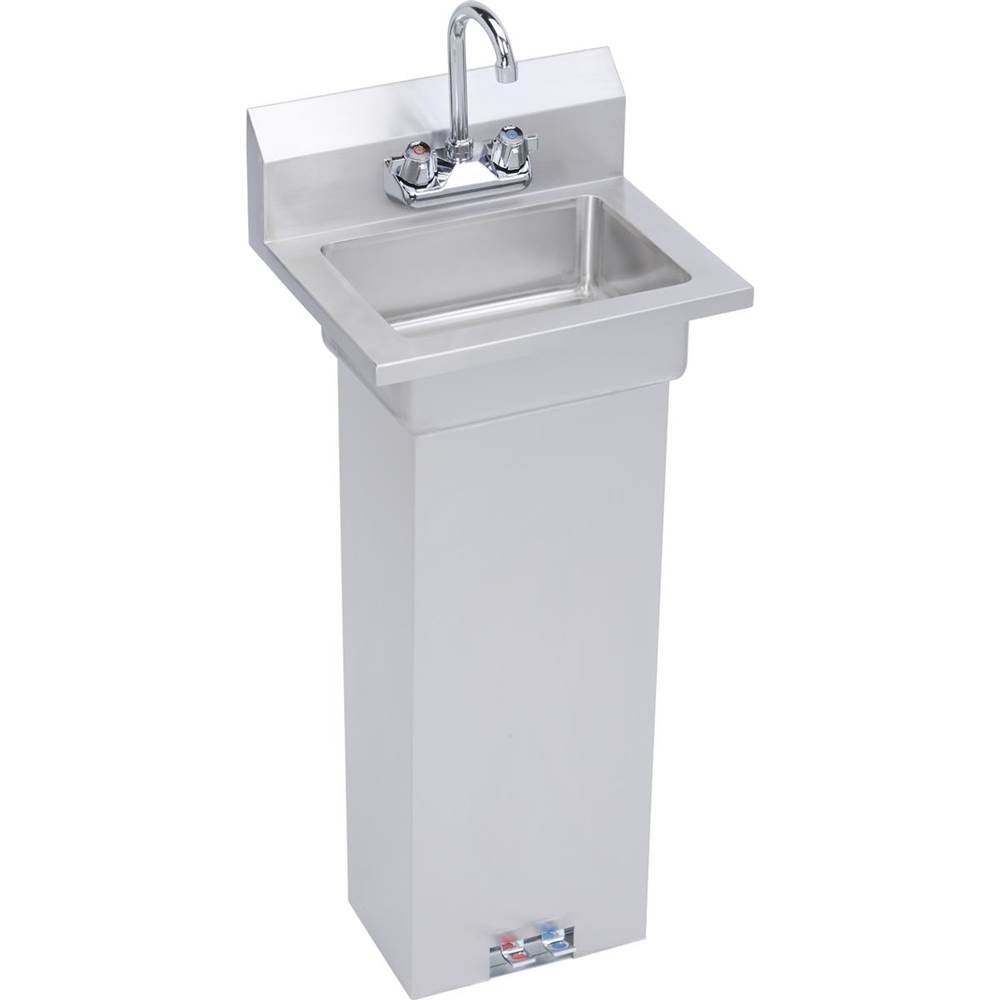 Elkay Stainless Steel 18'' x 14-1/2'' x 42'' 18 Gauge Hand Sink with Pedestal Base Foot Valve and Faucet
