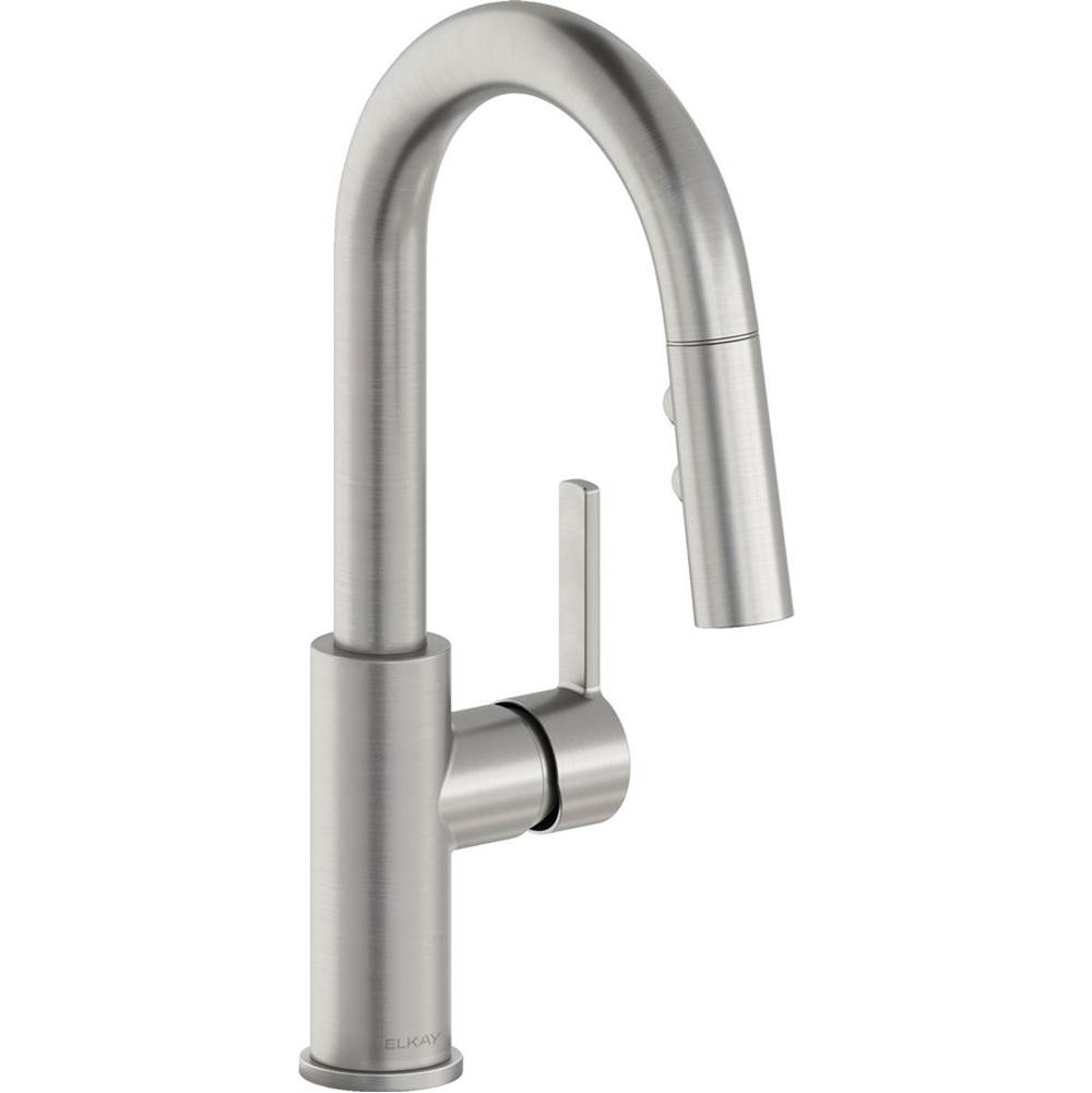 Elkay Avado Single Hole Bar Faucet with Pull-down Spray and Lever Handle, Lustrous Steel