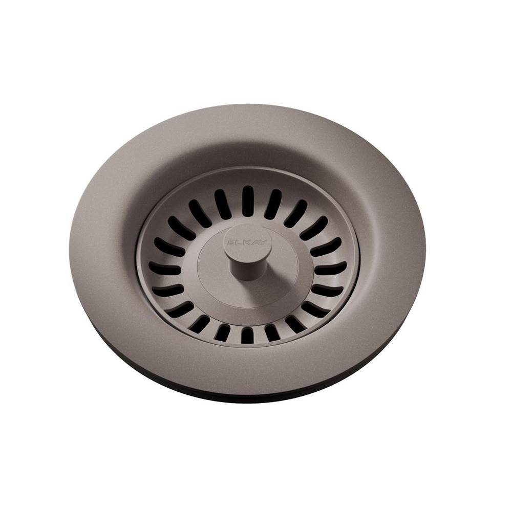 Elkay Polymer Drain Fitting with Removable Basket Strainer and Rubber Stopper Silvermist