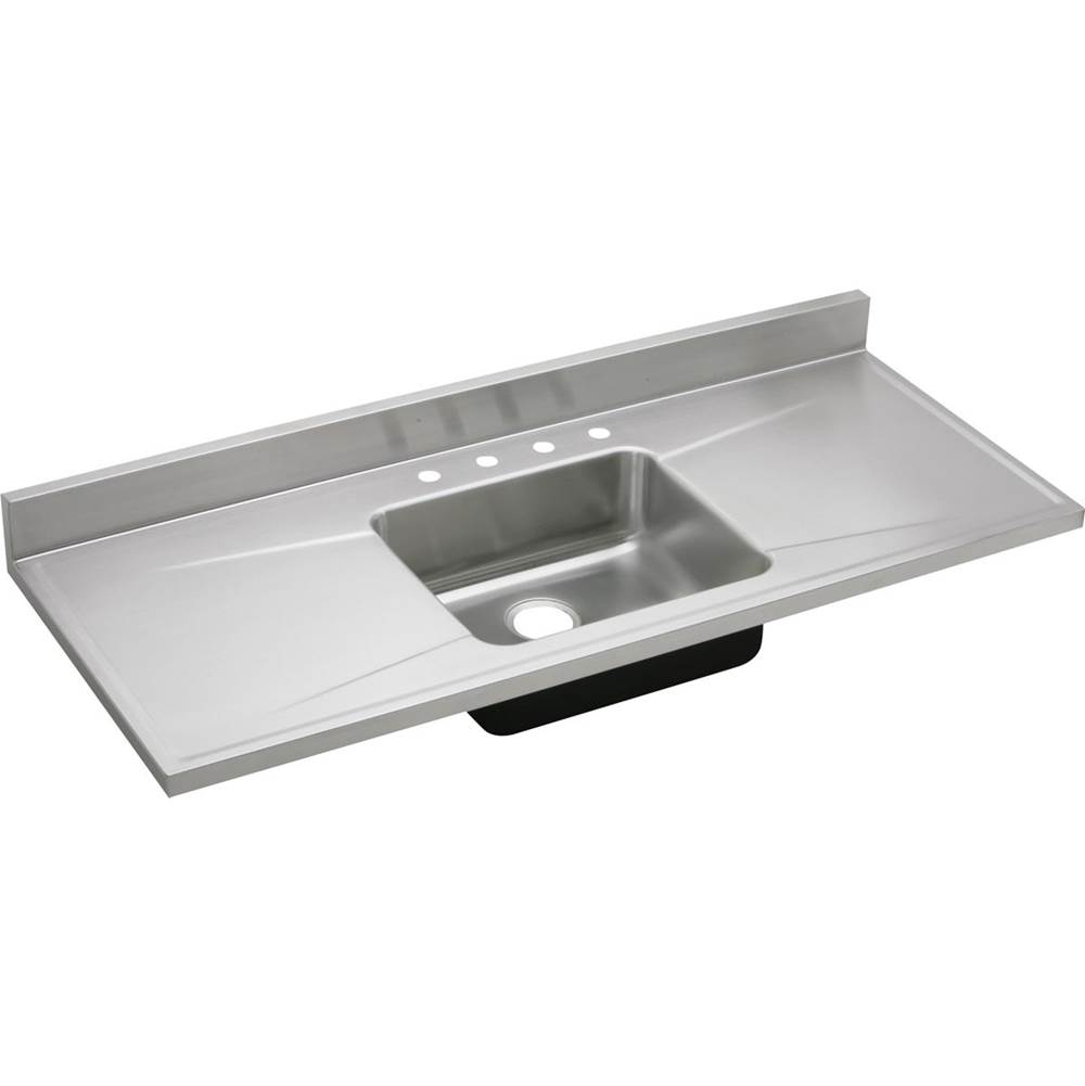 Elkay Lustertone Classic Stainless Steel 60'' x 25'' x 7-1/2'', Single Bowl Sink Top with Drainboard