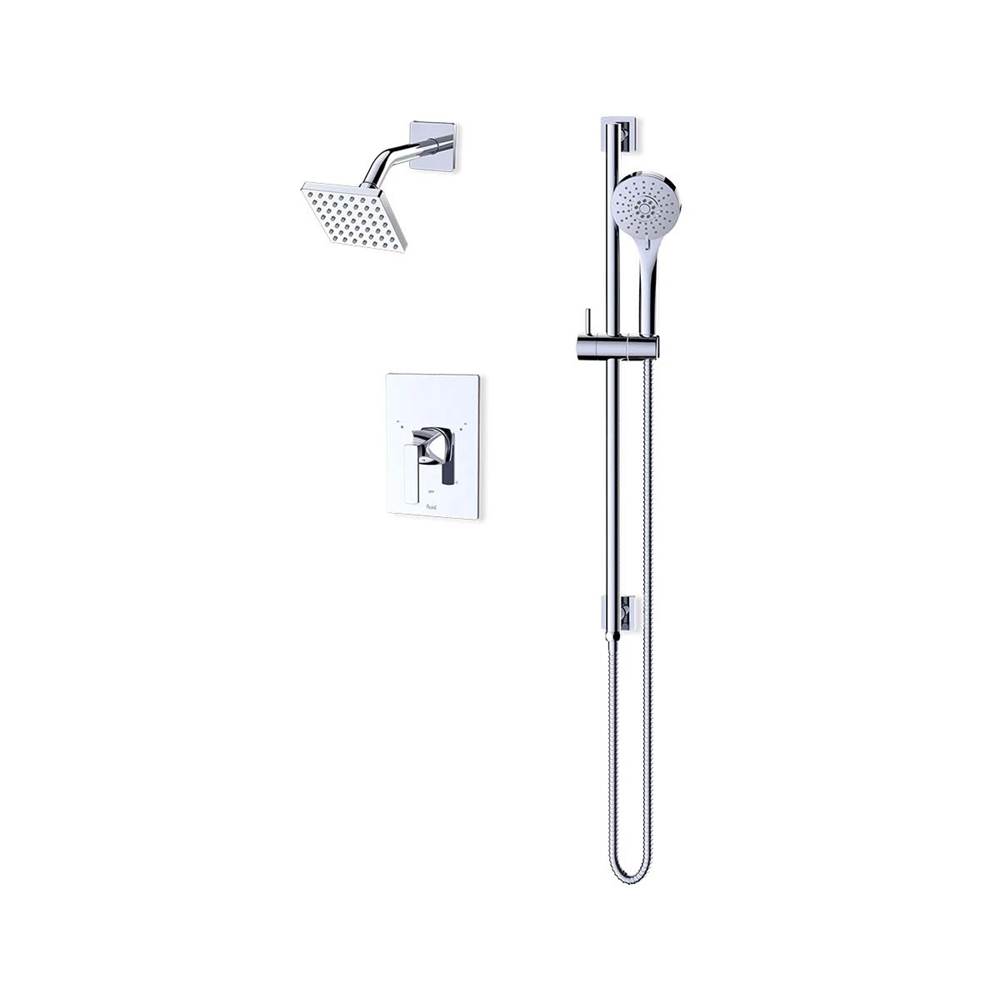 Fluid fluid Vancouver 4'' Shower & Hand Shower Trim Kit with FA803 Slide Bar, (Single Handle) - Chrome