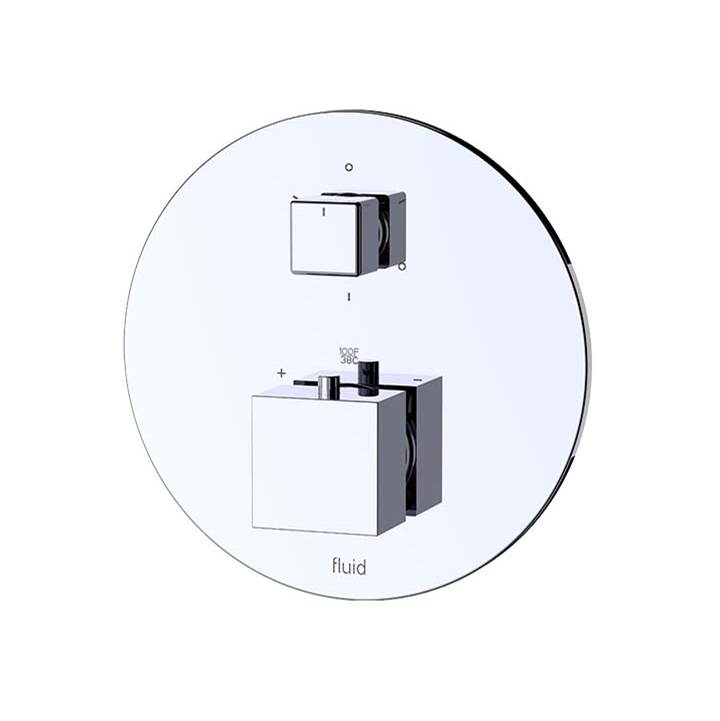 Fluid fluid Trim for Thermostative Valve with 3-Way Diverter (Round Plate/Square Handle) - MB