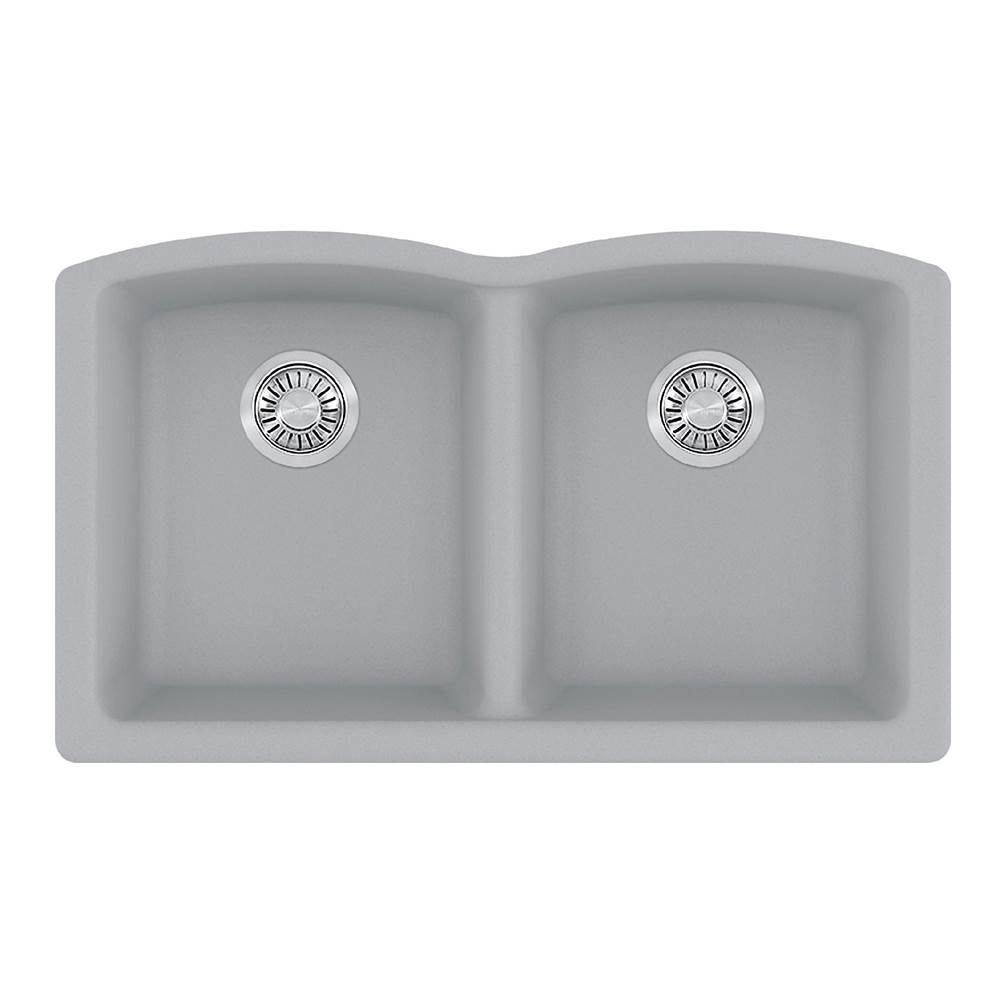 Franke Franke Ellipse 33.0-in. x 19.7-in. Stone Grey Granite Undermount Double Bowl Kitchen Sink - ELG120OSHG