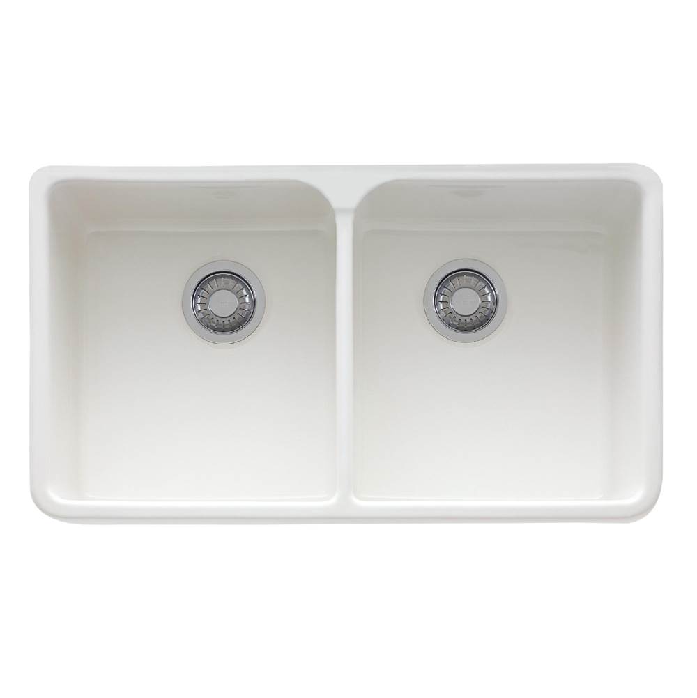 Franke Franke Manor House 31.25-in. x 19.75-in. White Apron Front Double Bowl Fireclay Kitchen Sink - MHK720-31WH