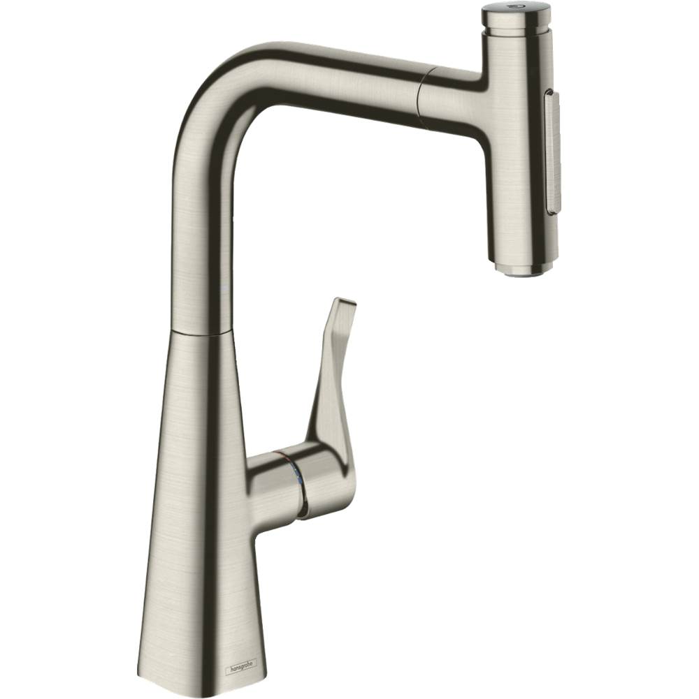 Hansgrohe Metris Select Prep Kitchen Faucet, 2-Spray Pull-Out with sBox, 1.75 GPM in Steel Optic