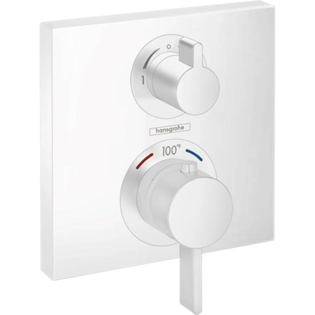 Hansgrohe Ecostat Square Thermostatic Trim with Volume Control in Matte White