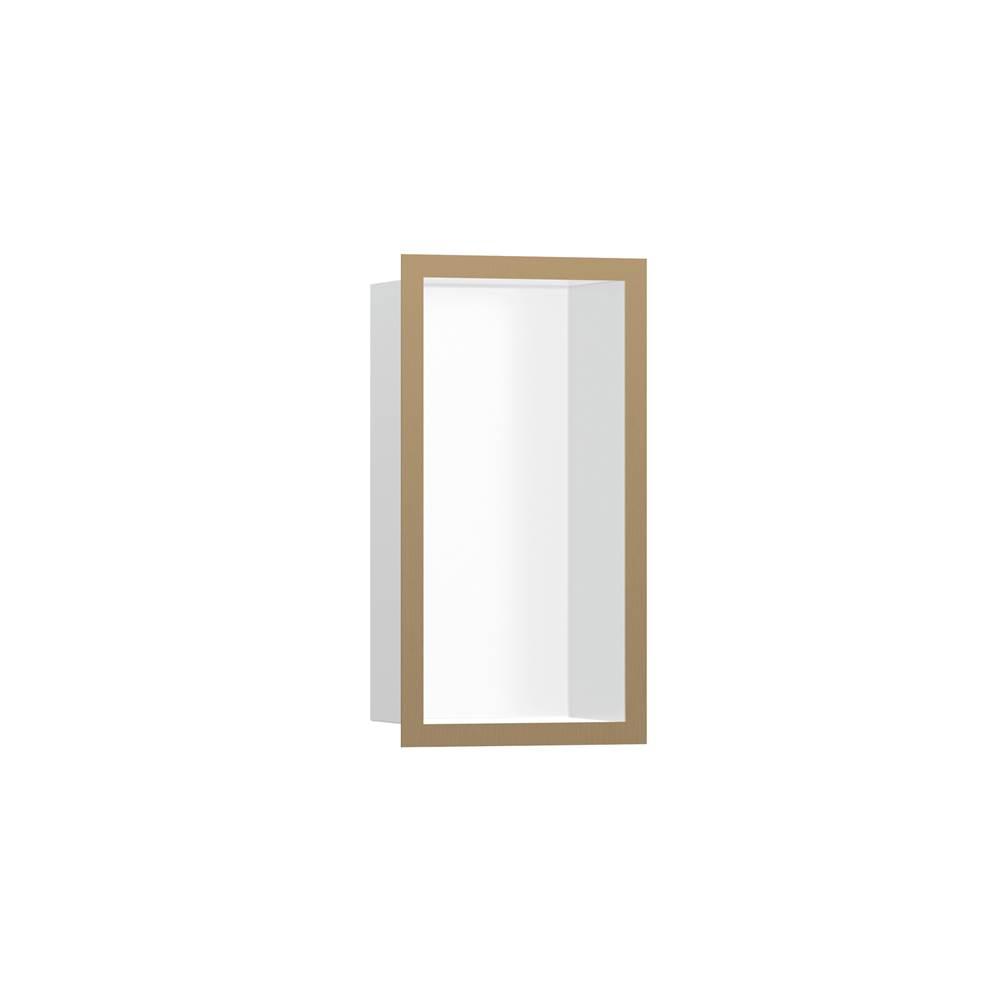 Hansgrohe XtraStoris Individual Wall Niche Matte White with Design Frame 12''x 6''x 4''  in Brushed Bronze