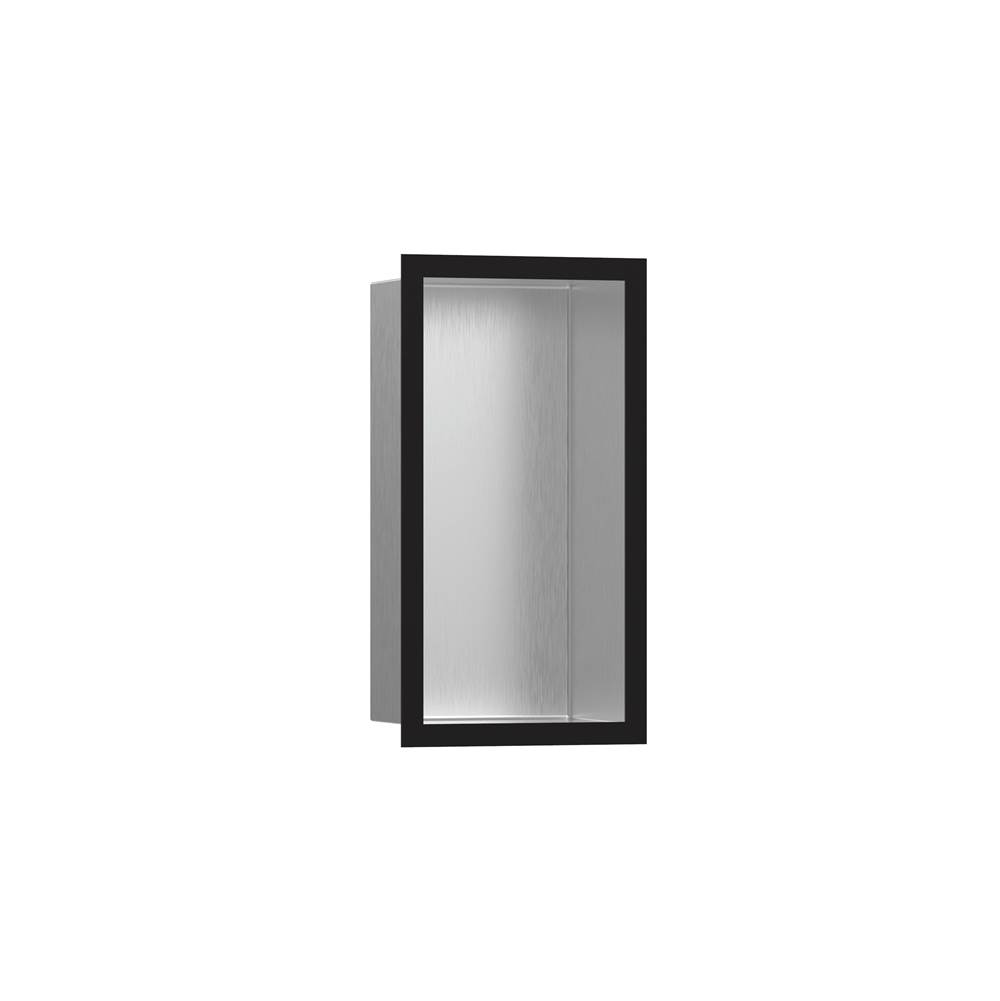 Hansgrohe XtraStoris Individual Wall Niche Brushed Stainless Steel with Design Frame 12''x 6''x 4''  in Matte Black