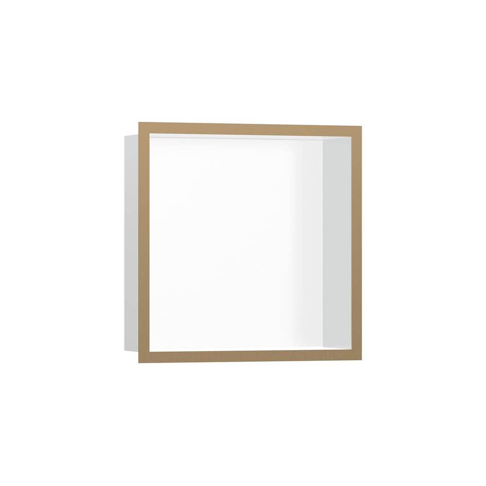 Hansgrohe XtraStoris Individual Wall Niche Matte White with Design Frame 12''x 12''x 4''  in Brushed Bronze