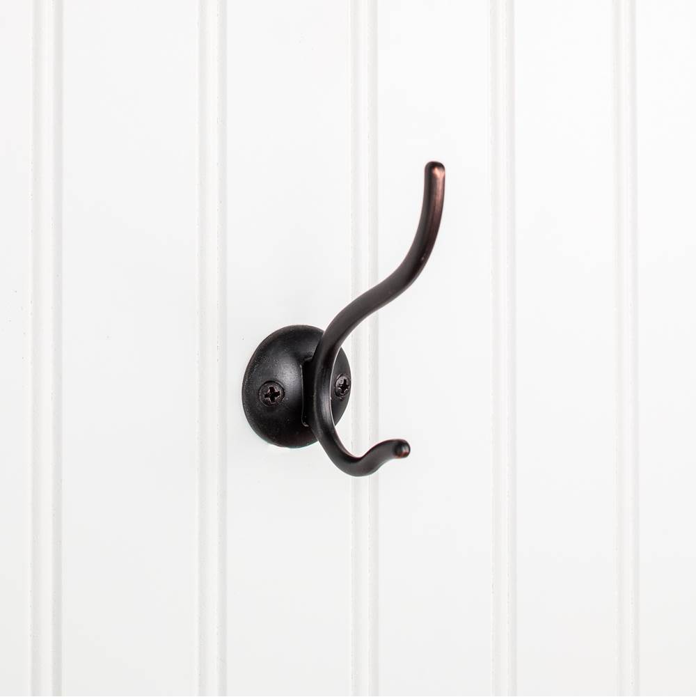 Hardware Resources 3-13/16'' Brushed Oil Rubbed Bronze Slender Contemporary Double Prong Wall Mounted Hook