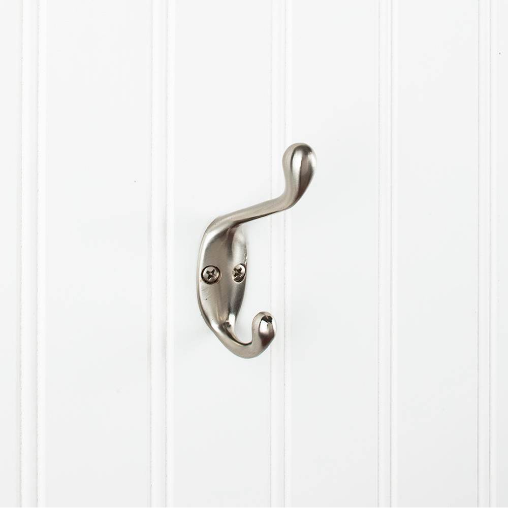 Hardware Resources 3-3/8'' Satin Nickel Small Transitional Double Prong Wall Mounted Hook