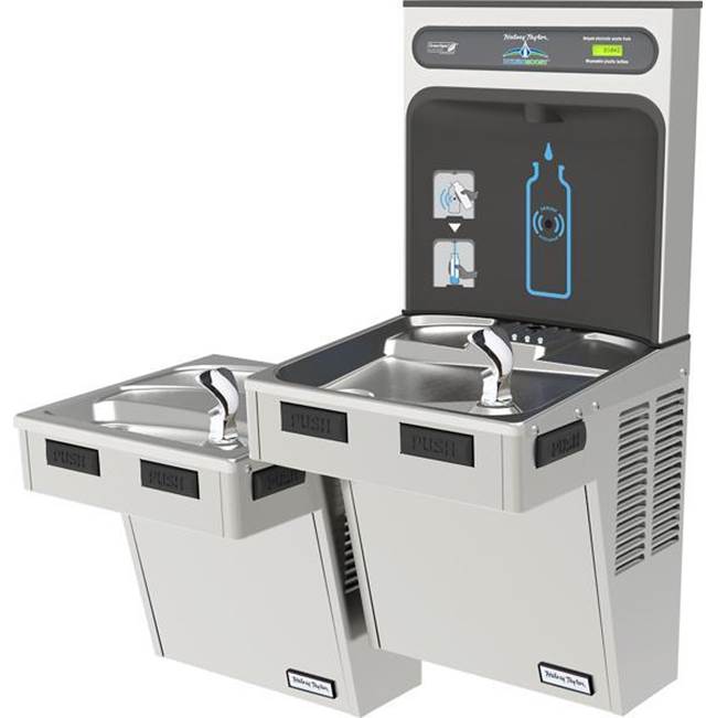 Halsey Taylor HydroBoost Bottle Filling Station, and Bi-Level Reverse ADA Cooler, Non-Filtered Refrigerated Stainless