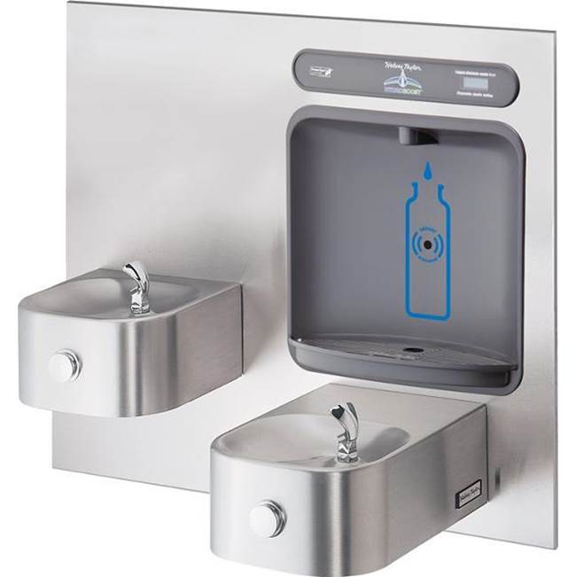 Halsey Taylor HydroBoost Bottle Filling Station, and Bi-Level Integral Contour Fountain, Non-Filtered Non-Refrigerated Stainless
