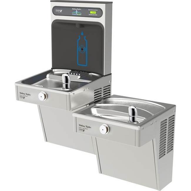 Halsey Taylor HydroBoost Bottle Filling Station,and Bi-Level Vandal-Resistant Cooler, High Efficiency Non-Filtered Refrigerated Stainless