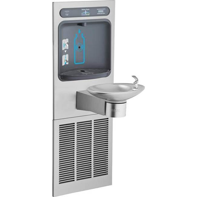 Halsey Taylor HydroBoost Bottle Filling Station, and Integral OVL-II Fountain, Filtered Refrigerated Stainless