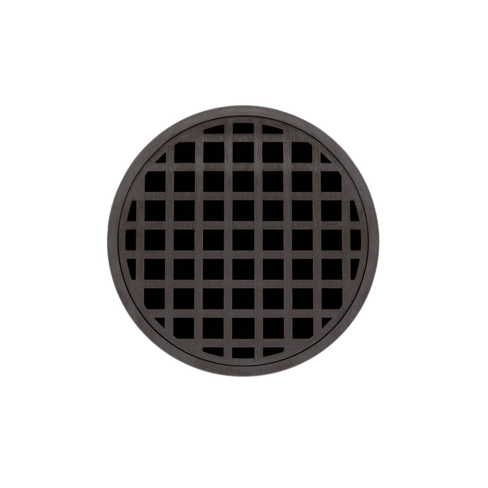 Infinity Drain 5'' Round Strainer with Squares Pattern Decorative Plate and 2'' Throat in Oil Rubbed Bronze for RQD 5