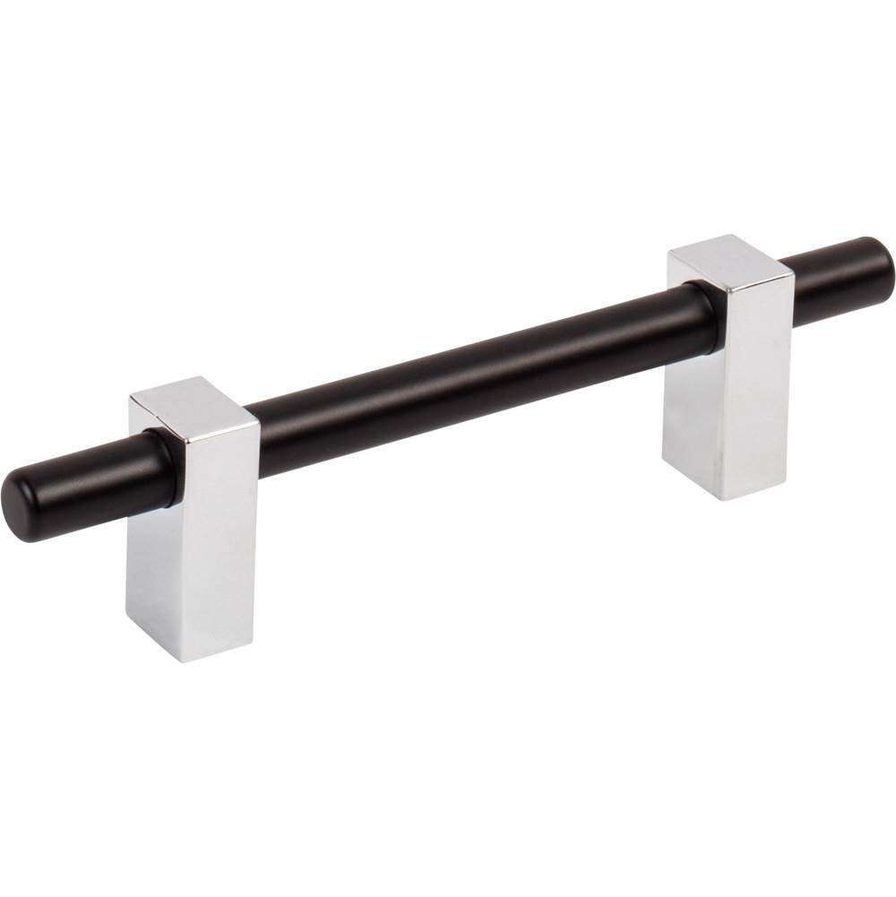 Jeffrey Alexander 96 mm Center-to-Center Matte Black with Polished Chrome Larkin Cabinet Bar Pull