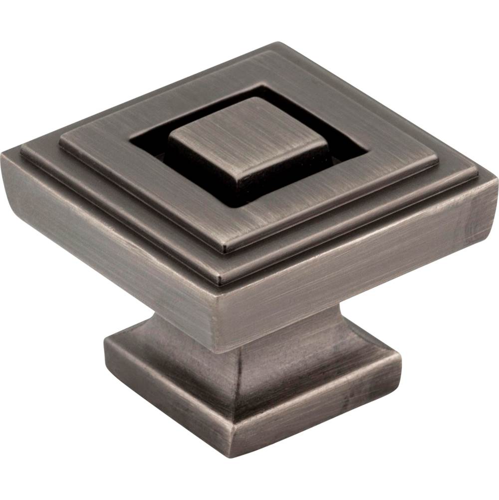 Jeffrey Alexander 1-1/4'' Overall Length Brushed Pewter Square Delmar Cabinet Knob