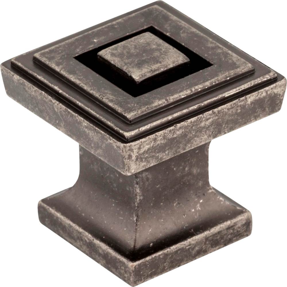 Jeffrey Alexander 1'' Overall Length Distressed Pewter Square Delmar Cabinet Knob
