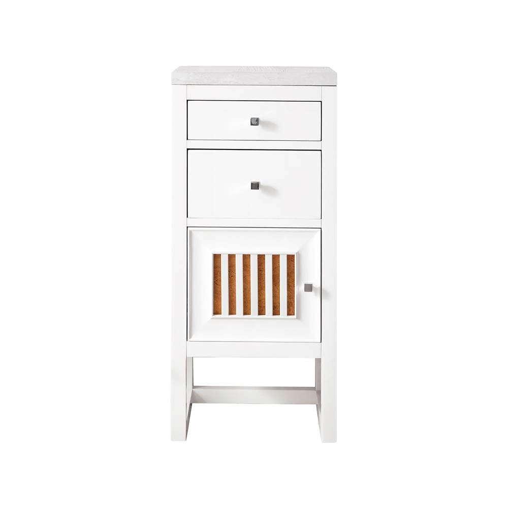 James Martin Vanities Athens 15'' Cabinet w/ Drawers & Door, Glossy White w/ 3 CM Arctic Fall Solid Surface Top