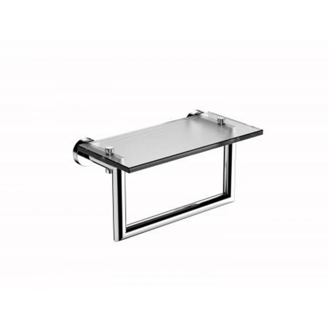 Kartners OSLO - 10-inch Glass Shelf with Towel Rail Solid Back-Black Nickel