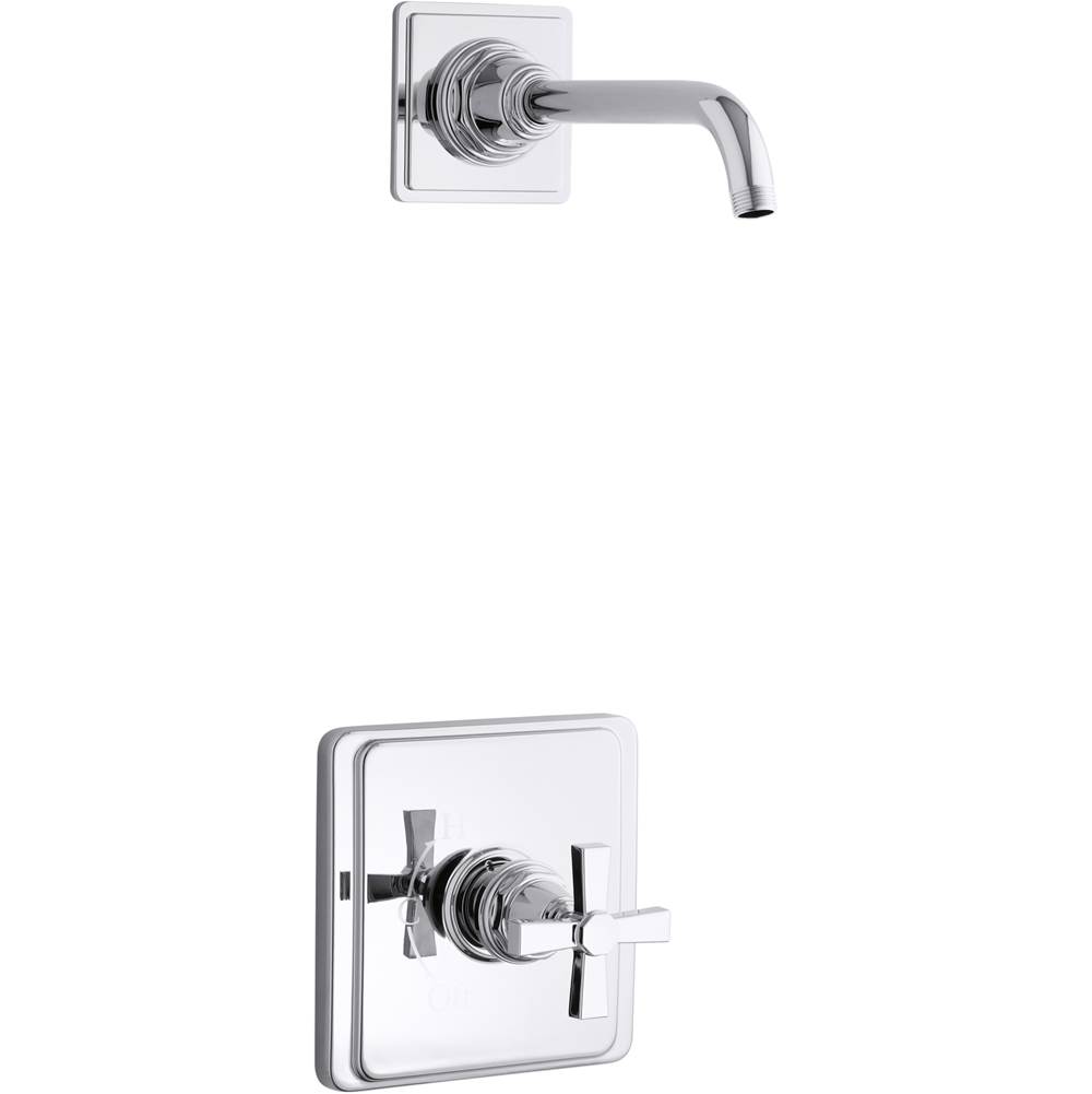 Kohler Pinstripe® Pure Rite-Temp® shower trim set with cross handle, less showerhead