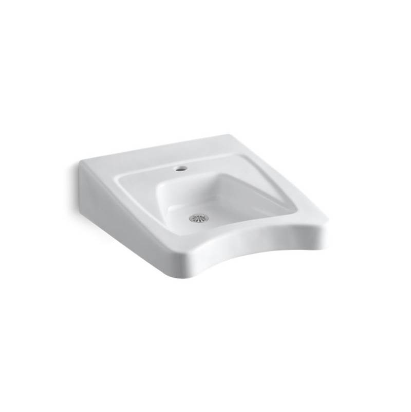Kohler Morningside™ 20'' x 27'' wall-mount/concealed arm carrier wheelchair bathroom sink with single faucet hole
